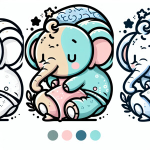 Sweet baby elephant bedtime, charming and whimsical, soft forest...