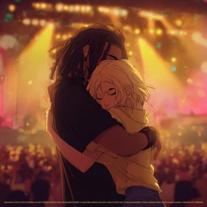 "Cartoon illustration of a man with long dark hair and brown ski...