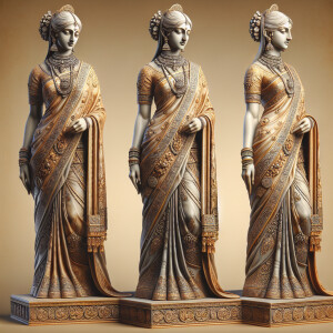 Design an image of a slender ancient princess sculpture adorned...