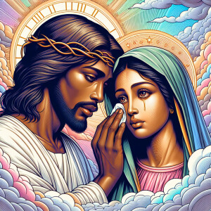 Ensure that the image distinctly represents both Jesus Christ an...