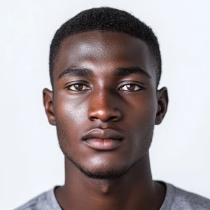 A 22-year-old Togolese man with dark skin, a clean-shaven face,...
