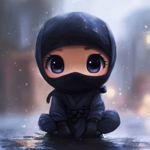 cute ninja in meme style
