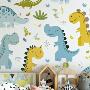 Детские обои с динозаврами в стиле минимализм