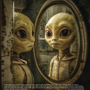 "In the quiet confines of its spacecraft, a gentle alien stands...