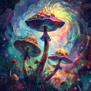 Mushrooms, beautiful landscape, smooth, intricate, elegant, digi...