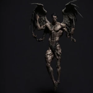 Male angel falling from grace becoming a demon