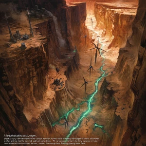 "A breathtaking aerial view of the vast, otherworldly canyon, it...