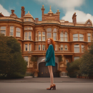 A beautiful ginger haired female. Full body image. She’s standin...