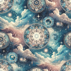 All over print fabric print design , celestial mystique, serene...