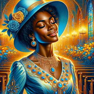 A spiritually enriching illustration portrays an African America...