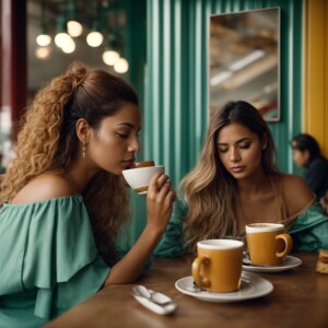 3 women in a cafe having coffee