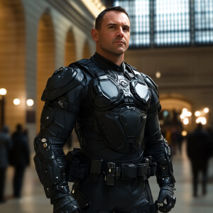 Create a photorealistic body portrait of Ben Rhodes, a seasoned...