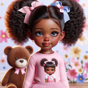 Refine the 3D realistic image of a four-year-old African-America...