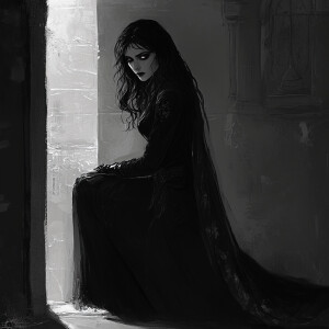 Born of dusk and shadow, she walks the line between worlds—a Dha...