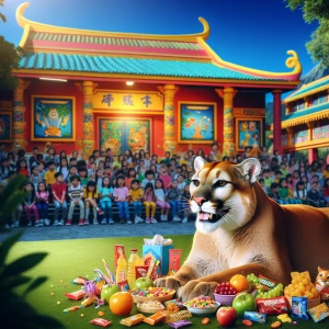 A whimsical scene unfolds in front of a cheerful school building...