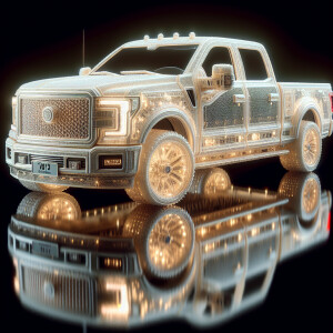 elegant creamy white 2017 dodge truck made of transparent glass...