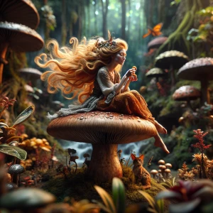 Create an image of a breathtakingly beautiful woman with flowing...