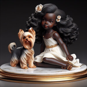 Prompt: porcelain
Statue of a very light skin African-American...