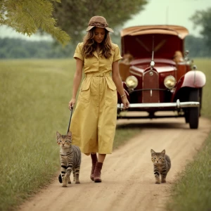 Women engaged in herpetology research walk along a tree-lined ro...