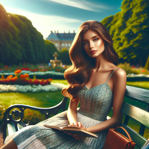 A sexy women sitting in a park