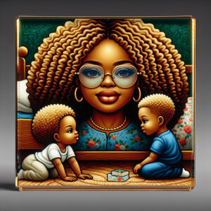 4k hd oil painting airbrush chibi glass style of African America...
