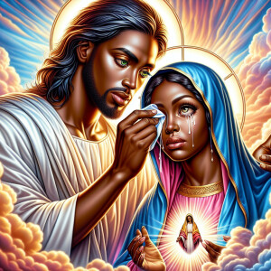 Ensure that the image distinctly represents both Jesus Christ an...