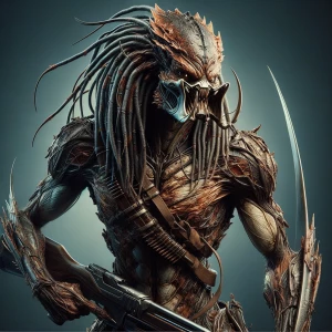 Intransigent, in the style of Yautja's (Hunter Predator),ultra-d...