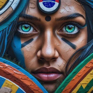 Design a 3D street art mural with a photorealistic graffiti styl...