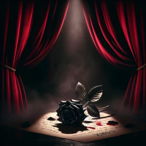Square image. Album art. A black rose is illuminated by Spotligh...