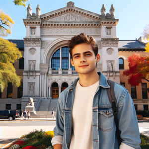 Draw a man 19 years old, near Bauman Moscow State Technical Univ...