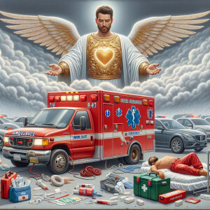 Create a realistic 3D oil painting depicting a scene of emergenc...