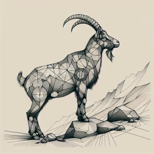 Drawing of a wild goat using geometric lines.