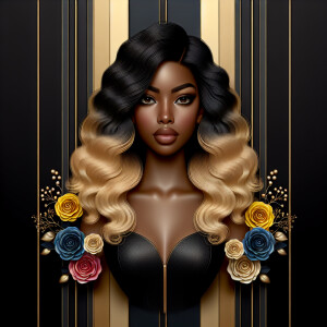 Create a vertical 3-D portrait of a light-skinned African-Americ...