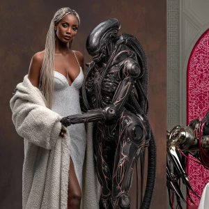 Photorealistic lucid nightmare Grimdark horror fantasy. A white...