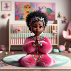 A 3D realistic illustration of a light-skinned African-American...