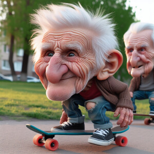 Funny and crazy caricature of a 95 year old American grandpa in...