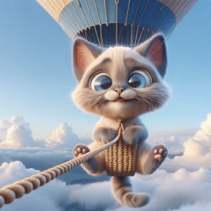 Create a cute lynx Siamese kitten that has his body attached to...