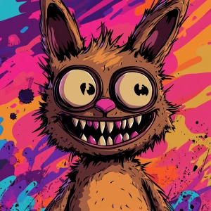 Stylized character  portrait of a mischievous designer toy creat...
