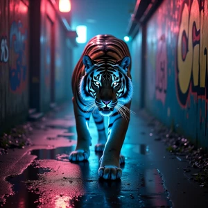 A dimly shimmering neon holographic display, a futuristic yet ru...