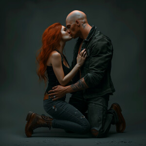 A photorealistic high resolution image. Light ginger haired fema...
