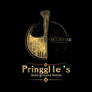 Create a logo for "Pringle's Underground Kitchen," encapsulating...