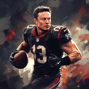 Elon Musk NFL player in action, gta art style