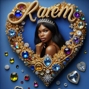 VCraft a 3-D image showcasing the name 'KAREN' in a luxurious go...