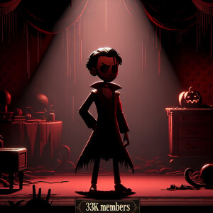 "Generate a dark and creepy cartoon-style image of a classic cha...