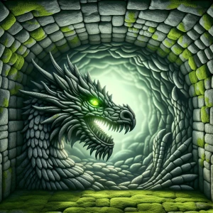 A detailed, intimidating dragon with glowing eyes and sharp scal...