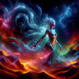 In a stunningly surreal depiction, a Martian being emerges from...