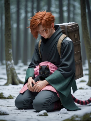 An anthropomorphic version of Tanjiro Kamado from "Demon Slayer"...