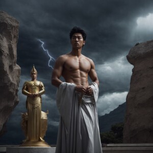 Create an image of Zeus, the Greek god of sky and thunder, depic...