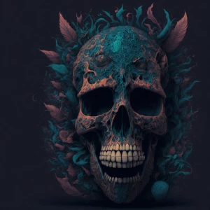 1. Surreal Skull realistic
A vibrant, surreal illustration featu...
