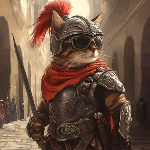 Cat in gladiator role GTA style